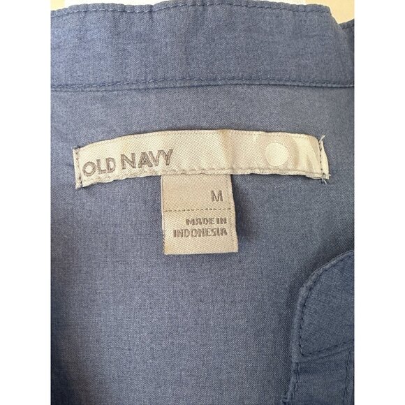 Old Navy Women's Blue Cotton Tunic Water Color Floral Print 3 Qtr Sleeve Sz Med - Picture 8 of 14